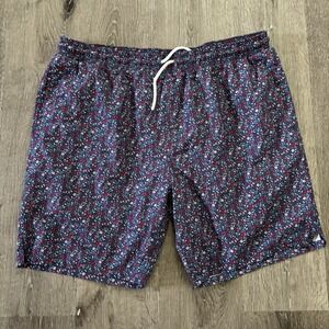 Mugsy Shorts Men's XXL Blue Red Floral Swim Trunks Hybrid Athletic Lined Logo‎